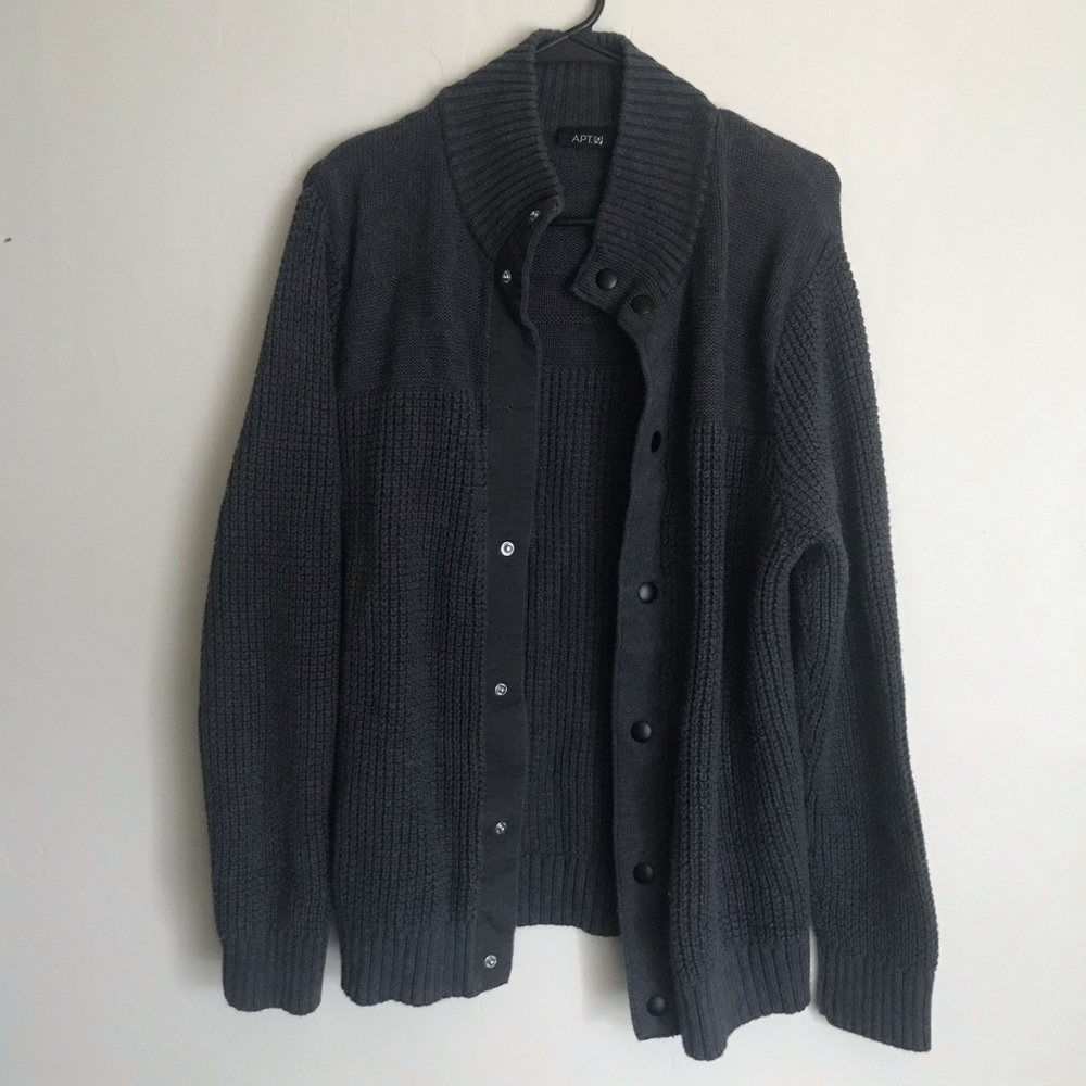 2 men's gray sweater cardigan lot
